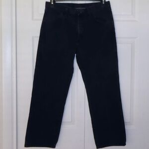 MENS DARK BLACK JEANS RUSTLER 100% COTTON STRAIGHT LEG 34 (32) X 30 (26)